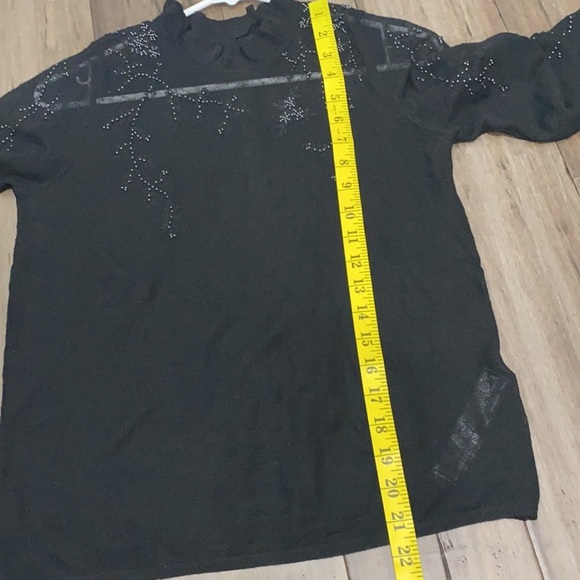 Zara‎ knit beaded illusion sweater mock neck black - Picture 8 of 8